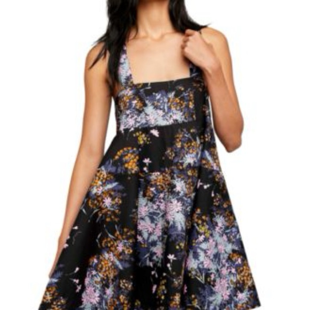 Free People Black and Pink Halter Midi Dress